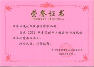 優(yōu)秀會員單位-常州市價協(xié)2022年度